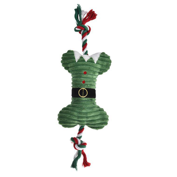 Visuel 1 du produit Bubimex Jouet Chien Os En Peluche Noël Avec Corde Multicolore - 14 x 43 cm