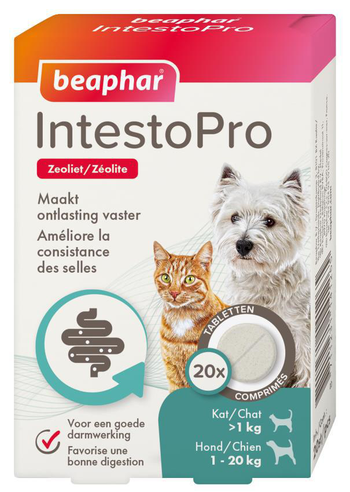 Visuel 1 du produit Beaphar Comprimés Confort Intestinal IntestoPro - Boîte de 20 comprimés