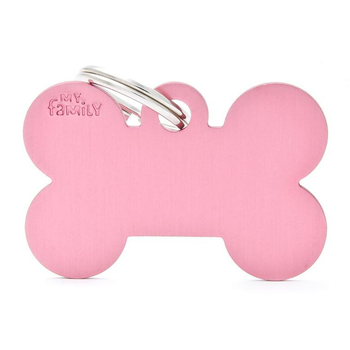 Visuel 1 du produit My Family Médaille Chien Basic Grand os Alu Rose - 38 x 25 x 2 mm