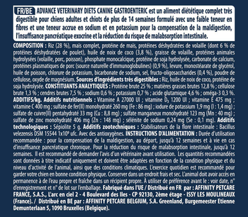 Visuel 2 du produit Advance Veterinary Diets Croquettes Chien Gastroenteric Low Fat - 12 kg