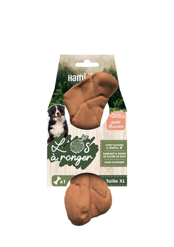 Visuel 1 du produit Hamiform Jouet Chien Os à ronger végétal Saveur Bacon XL - 20,5 cm 310 gr