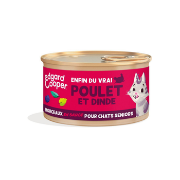 Visuel 1 du produit Edgard & Cooper Aliments Humides Chat Senior Poulet Dinde Morceaux En Sauce Sans Céréales - 85 g