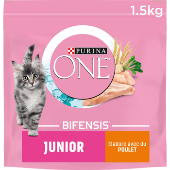 Visuel 1 du produit Croquettes Chat – Purina One Junior Poulet Céréales Complètes – 1,5 kg