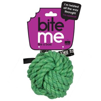 Visuel 2 du produit Bite Me Jouet Chien Balle Tressée Coton Vert Ballin - Taille 10 x 10 x 10 cm