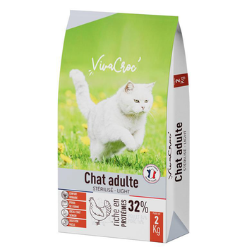 Visuel 1 du produit Croquettes Chat – VivaCroc Adulte Stérilisé Light Poulet – 2 kg