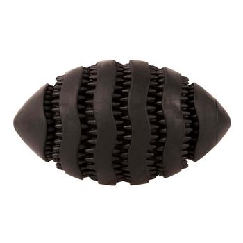 Visuel 1 du produit Bite Me Jouet Chien Distributeur De Friandises Caoutchouc Noir Rugby Nibble - Taille L 15 x 8,6 x 8,6 cm