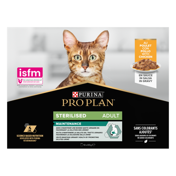 Visuel 2 du produit Boîtes Chat – Pro Plan Sachet Sauce Sterilised Poulet – 10 x 85 g