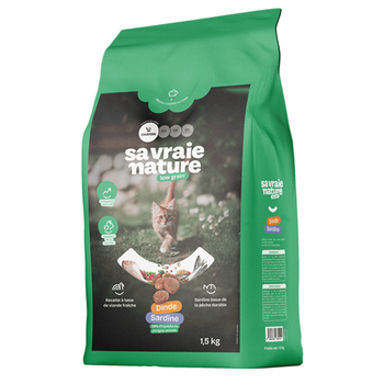 Visuel 1 du produit Sa Vraie Nature Croquettes Chaton Faible Teneur En Céréales Dinde/Sardine - 1,5 kg