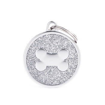 Visuel 1 du produit MyFamily Médaille d’identification Chien Shine Grand Cercle Os Argent – Ø 32 mm