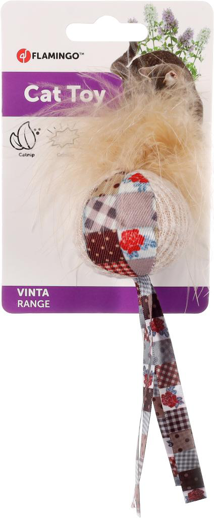 Visuel 1 du produit Jouet Chat - Flamingo Jouet Vinta Balle et bandelette Beige - 22 x 4,5 x 4,5 cm