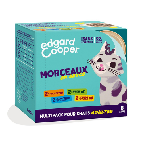 Visuel 1 du produit Edgard & Cooper Aliments Humides Chat Adulte Multipack Morceaux En Sauce Sans Céréales - 8 x 85 g