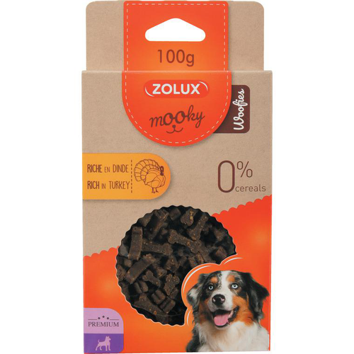 Visuel 1 du produit Friandises pour chien Mooky prem woofies dinde en étui de 100 g