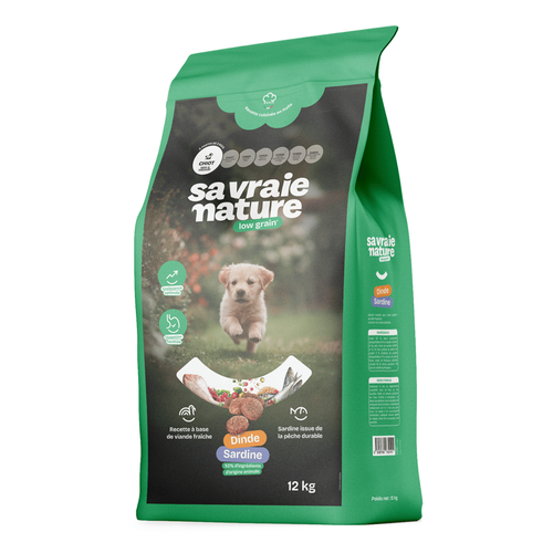 Visuel 1 du produit Sa Vraie Nature Croquettes Chiot Mini-Medium Dinde/Sardine - 12 kg