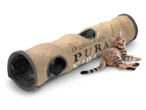 Visuel 1 du produit Couchage Chat - D&D Tunnel Pura Vida Brun et anthracite - 120 x 25 cm