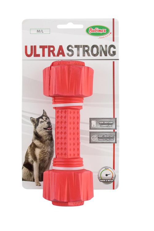 Visuel 1 du produit Jouet Chien - Bubimex Haltère Ultra strong Rouge - 19 x 5,5 x 5,5 cm