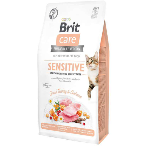 Visuel 1 du produit Brit Care Croquettes Chat Adulte Digestion & Goût Dinde Saumon - 7 kg
