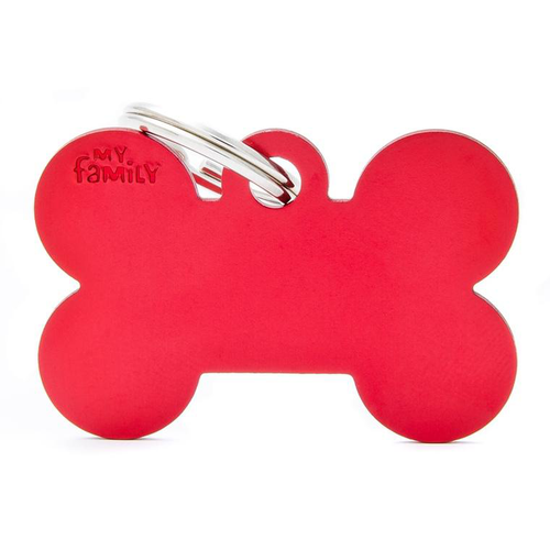 Visuel 1 du produit My Family Médaille Chien Basic Grand os Alu Rouge - 38 x 25 x 2 mm