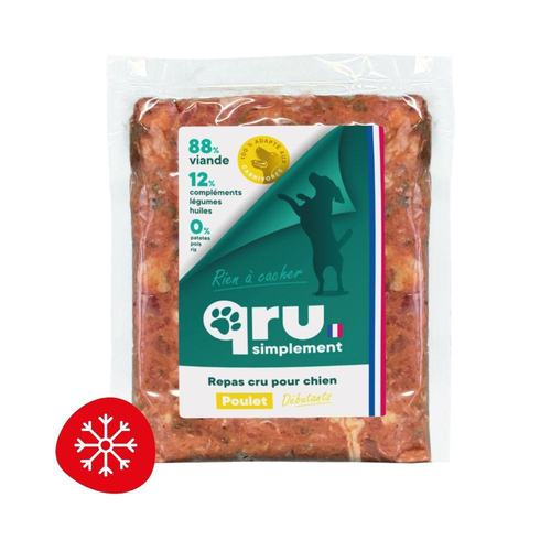Visuel 1 du produit BARF Chien - Qru Simplement Poulet surgelé - 900 gr