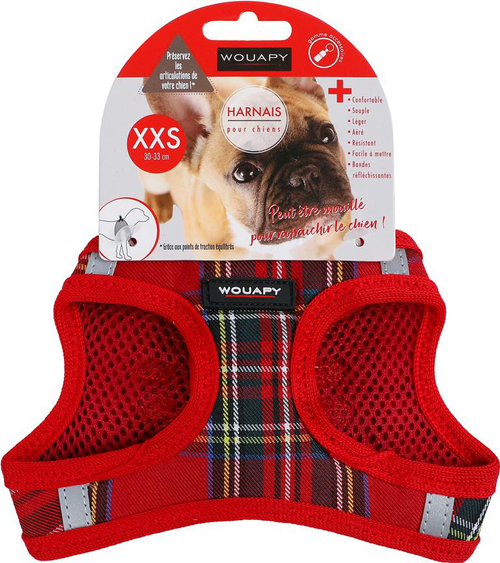 Visuel 1 du produit Wouapy Harnais Chien Soft Écossais Multicolore XXS - 30-33 cm