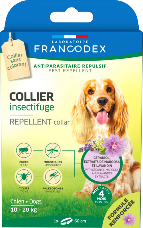 Visuel 1 du produit Soin Chien - Francodex Collier insectifuge Chiens de 10 à 20 kg - 60 cm