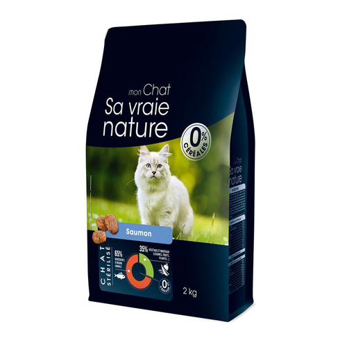 Visuel 1 du produit Croquettes Chat Stérilisé Sans Céréales - Sa Vraie Nature Saumon - 2 kg