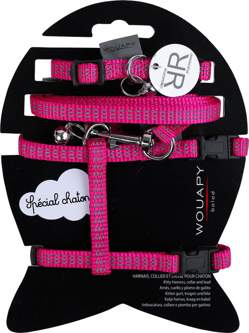 Visuel 1 du produit Collier Chat - Wouapy Pack chaton Protect Fuschia