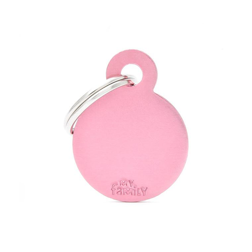 Visuel 1 du produit My Family Médaille Chien Basic Petit cercle Alu Rose - 28,5 x 21,5 x 2 mm