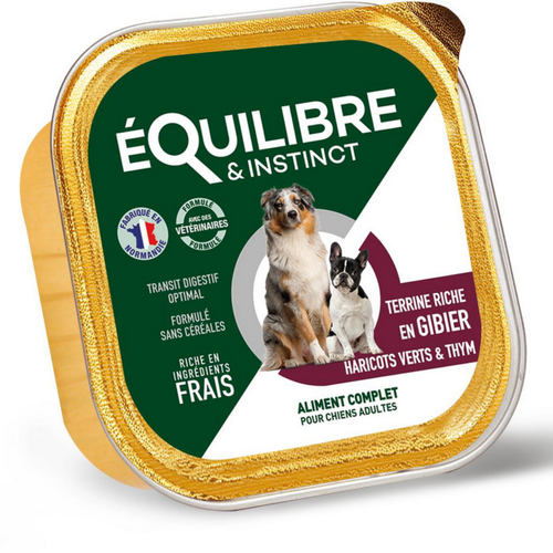 Visuel 1 du produit Boîte Chien - Equilibre & Instinct Terrine gibier haricots verts et thym - 300 gr