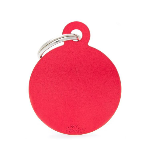 Visuel 1 du produit My Family Médaille Chien Basic Grand cercle Alu Rouge - 39 x 32 x 2 mm