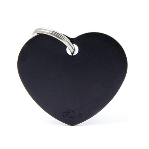 Visuel 1 du produit My Family Médaille Chien Basic Grand cœur Alu Noir - 38 x 31 x 2 mm