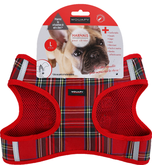 Visuel 1 du produit Wouapy Harnais Chien Soft Écossais Multicolore L - 47-52 cm