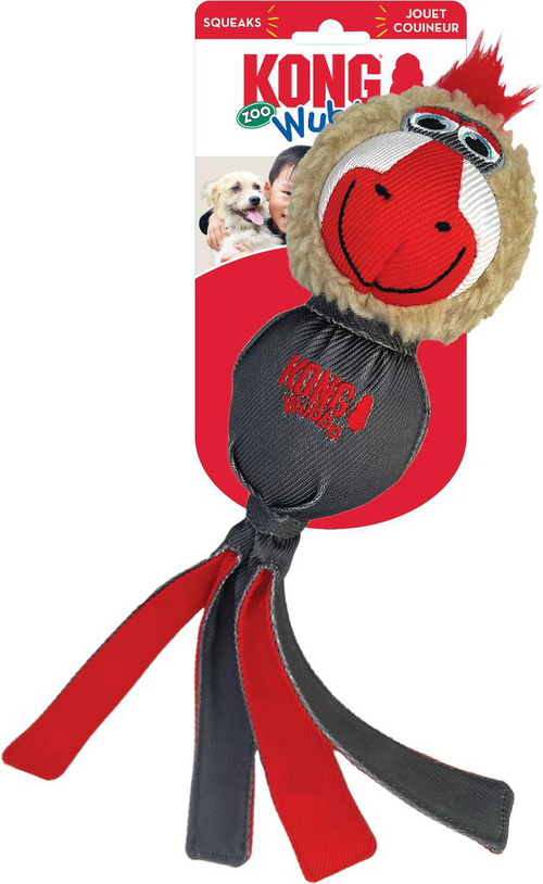 Visuel 2 du produit Kong Jouet Chien Peluche Wubba Zoo Mandrill Rouge - Taille L