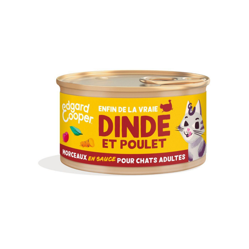 Visuel 1 du produit Edgard & Cooper Aliments Humides Chat Adulte Dinde Poulet Morceaux En Sauce Sans Céréales - 85 g