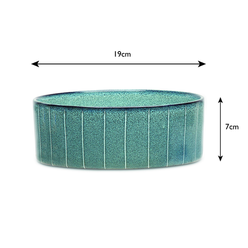 Visuel 6 du produit Scruffs Gamelle Chien Céramique Reactive Glaze Bleu Rayures – 19 x 19 x 8 cm