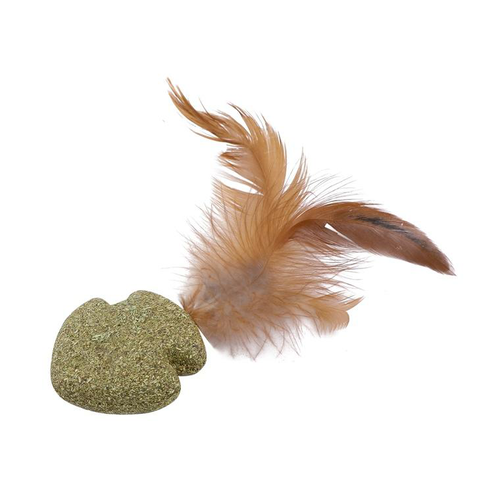 Visuel 1 du produit Jouet Chat - Wouapy Poisson nageur à plumes avec Matatabi et Herbe à chat Beige - 12 x 5 x 1 cm