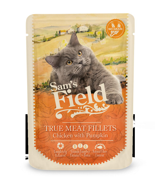 Visuel 1 du produit Pâtée Chat – Sam's Field au poulet et à la citrouille – 85 g
