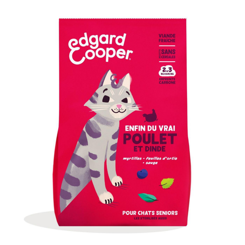 Visuel 1 du produit Edgard & Cooper Croquettes Chat Senior Poulet Dinde Sans Céréales - 2 kg
