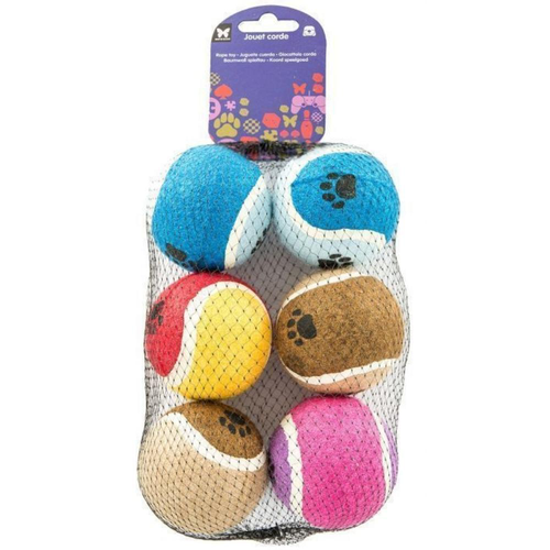 Visuel 1 du produit Jouet Chien - Filet de 6 balles de tennis colorées - Ø 6,5 cm