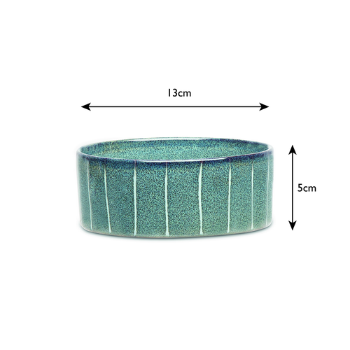 Visuel 6 du produit Scruffs Gamelle Chien Céramique Reactive Glaze Bleu Rayures – 13 x 13 x 5 cm