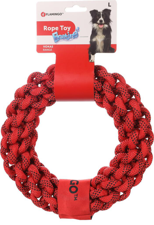 Visuel 1 du produit Jouet Chien - Flamingo Jouet Vokas Corde anneau Rouge et noir - Ø 25 cm