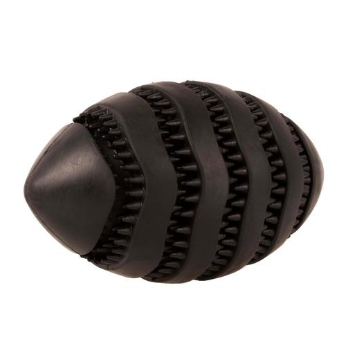 Visuel 1 du produit Bite Me Jouet Chien Distributeur De Friandises Caoutchouc Noir Rugby Nibble - Taille S 11 x 6 x 6 cm