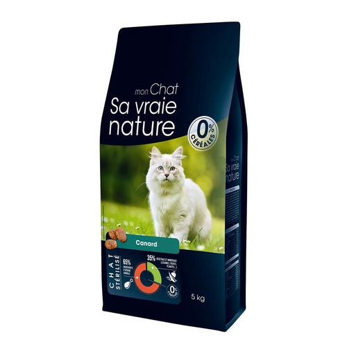 Visuel 1 du produit Croquettes Chat Stérilisé Sans Céréales - Sa Vraie Nature Canard - 5 kg