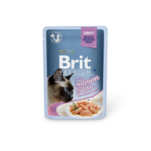 Visuel 1 du produit Boîte Chat - Brit Premium Pouches Gravy au Saumon pour Chat stérilisé