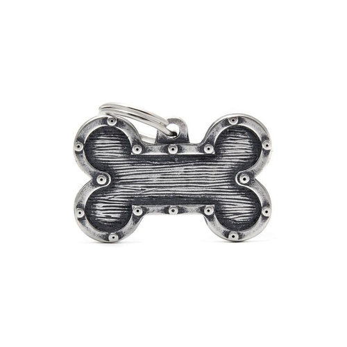 Visuel 1 du produit My Family Médaille Chien Bronx Grand os Argent antique - 38 x 24 mm