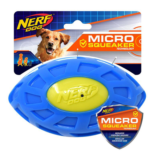 Visuel 1 du produit Jouet Chien – Nerf Micro Exo Football à Siffler coloris bleu – Taille M
