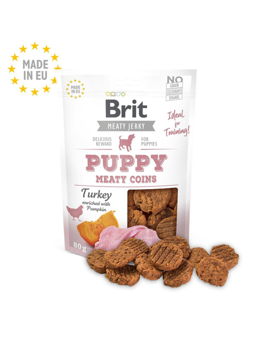 Visuel 1 du produit Friandises Chien – Brit Jerky Meaty Coins for puppies Turkey – 2,5 – 3 cm