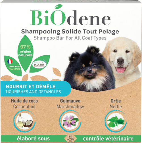 Visuel 1 du produit Soin Chien – Biodene Shampooing Solide Tout Pelage – 100 gr