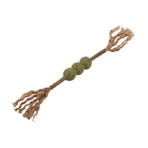 Visuel 1 du produit Jouet Chat - Wouapy Bâton 3 boules à plumes avec Matatabi et Herbe à chat Beige - 12 x 2,2 x 2 cm