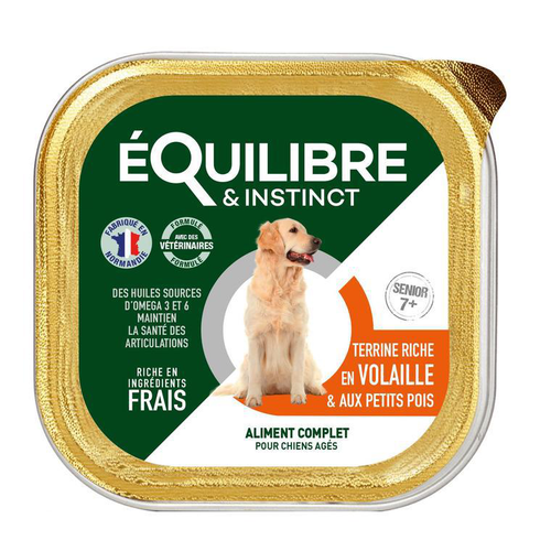 Visuel 1 du produit Boîte Chien – Equilibre&Instinct Terrine chiens âgés riche en volaille – 300 gr
