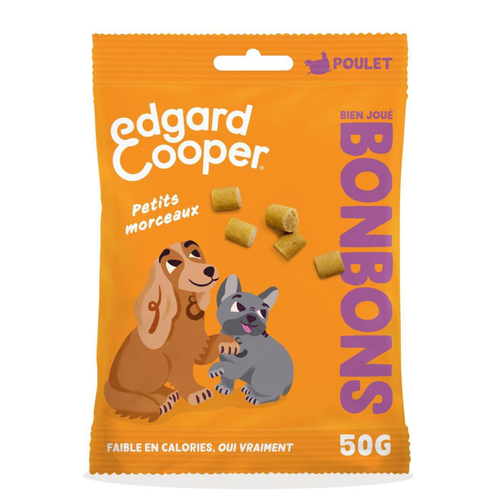 Visuel 1 du produit Edgard & Cooper Friandises Chien Adulte Poulet Sans Céréales Bonbons Petits Morceaux - 50 g